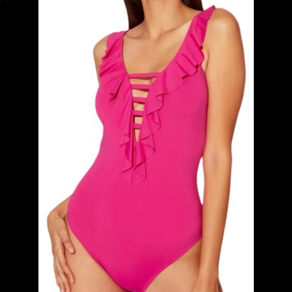Pink Ruffle Ladder One Piece Swim